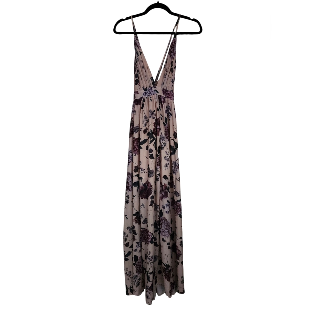 SHEIN Floral Maxi Dress - Purple and Cream